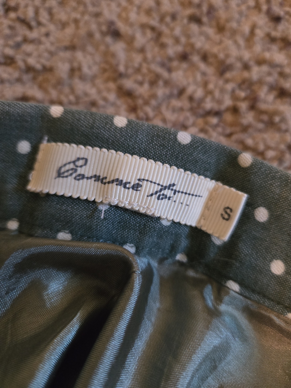 Vintage Polka Dot Pleated A-Line Skirt - Green - Picture 4 of 5